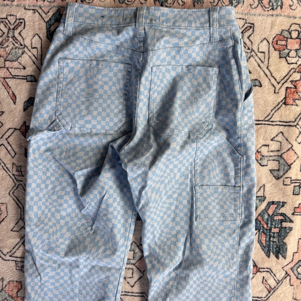 Hollister Light Blue Checkerboard High-Rise Utility Dad Pants - size 27 - Picture 5 of 5